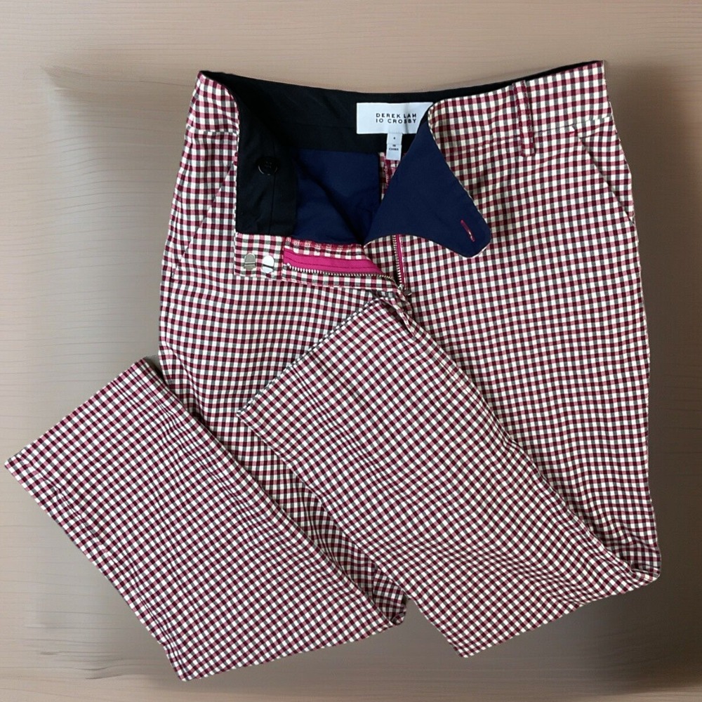 Derek Lam 10 Crosby Pants High Rise Trousers Gingham Plaid Straight Women Sz 4